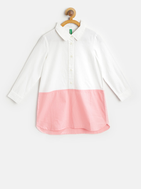 

United Colors of Benetton Girls White Colourblocked A-Line Dress