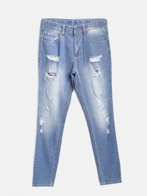 

United Colors of Benetton Boys Blue Regular Fit Mid-Rise Highly Distressed Jeans