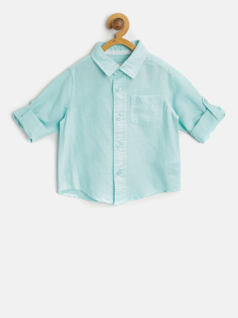 

United Colors of Benetton Boys Blue Regular Fit Solid Casual Shirt