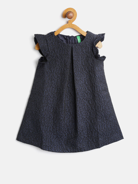 

United Colors of Benetton Girls Black & Navy Self Design A-Line Dress