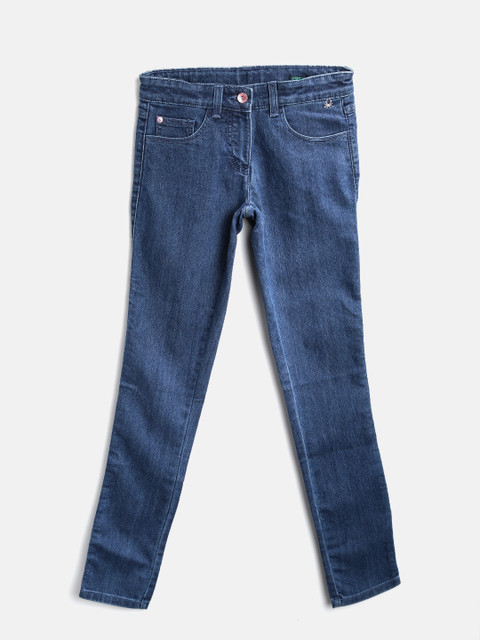 

United Colors of Benetton Girls Blue Skinny Fit Mid-Rise Clean Look Stretchable Jeans