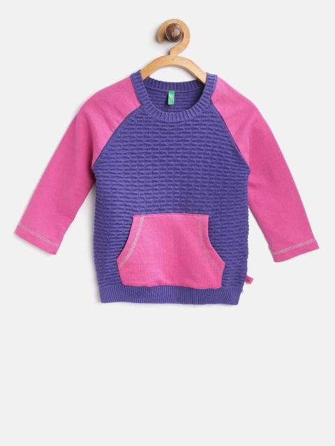 

United Colors of Benetton Girls Purple & Pink Patterned Pullover