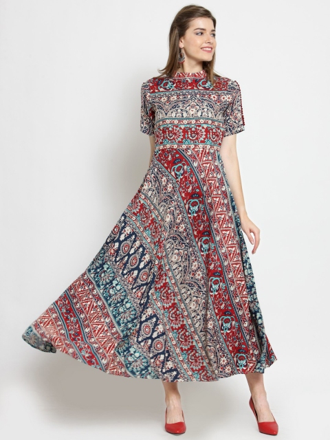 

Get Glamr Women Multicoloured Printed Fit and Flare Dress, Multi