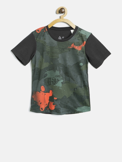 

Reebok Boys Charcoal Grey & Olive Green B Train AOP Printed T-shirt