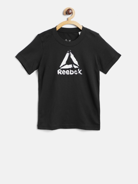 

Reebok Boys Black ELEM BAS Printed Round Neck Training T-shirt