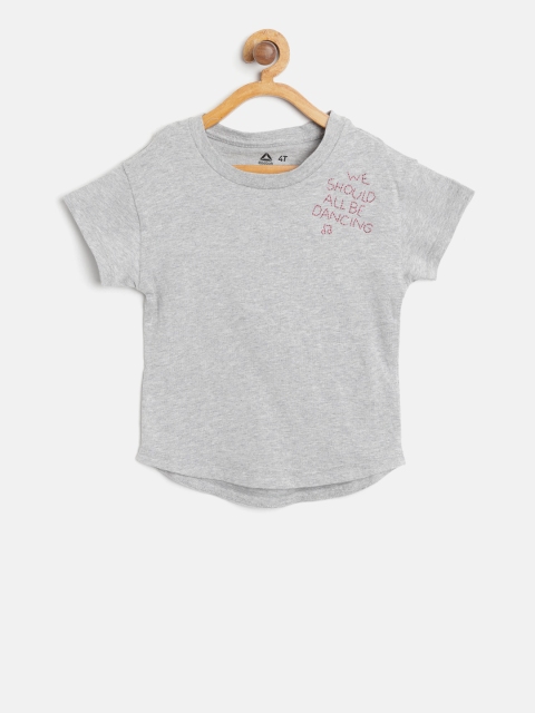 

Reebok Girls Grey Melange Train Cotton Round Neck T-shirt