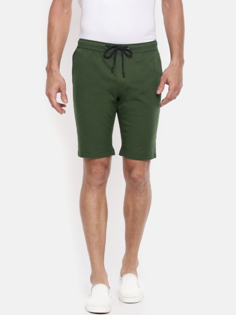 

The Indian Garage Co Men Olive Green Solid Slim Fit Chino Shorts