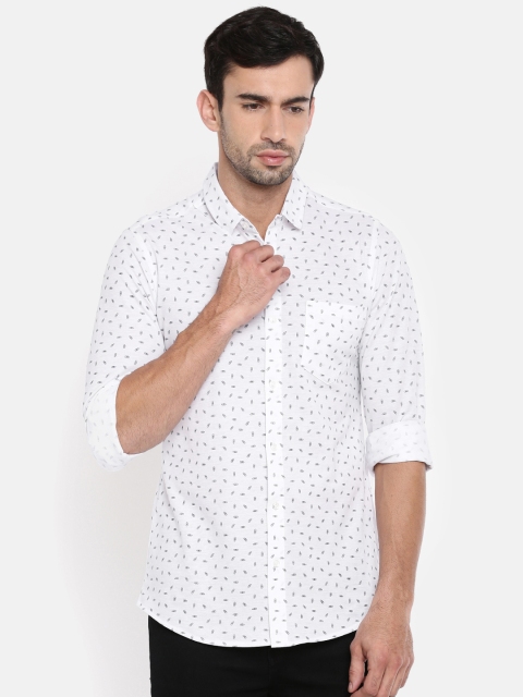 

The Indian Garage Co Men White Slim Fit Printed Casual Shirt