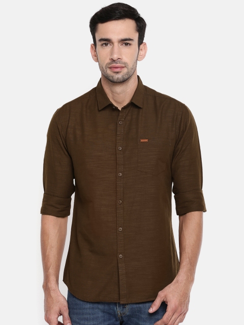 

The Indian Garage Co Men Coffee Brown Slim Fit Solid Casual Shirt