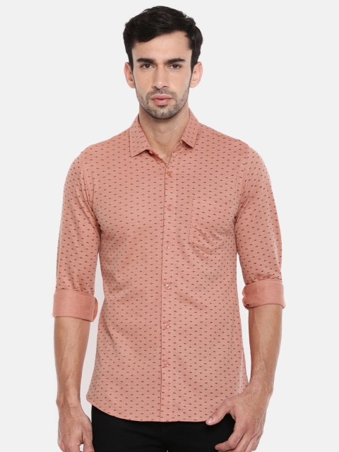 

The Indian Garage Co Men Orange Slim Fit Printed Casual Shirt