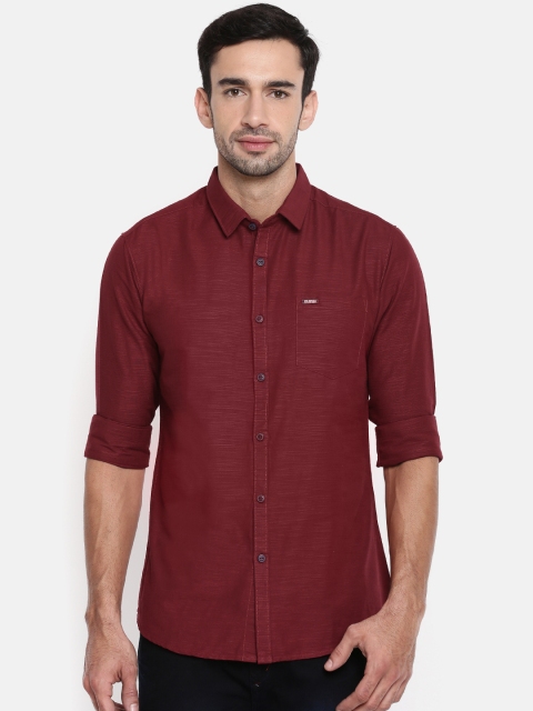 

The Indian Garage Co Men Maroon Regular Fit Textured Casual Shirt