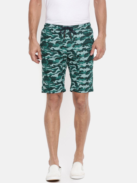 

The Indian Garage Co Men Teal Printed Slim Fit Chino Shorts