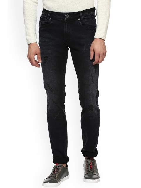 

Mufti Men Black Slim Fit Mid-Rise Mildly Distressed Stretchable Jeans