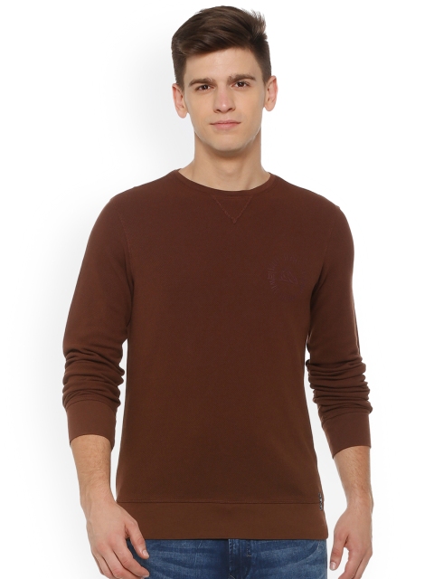 

Solly Jeans Co. Men Brown Solid Round Neck T-shirt
