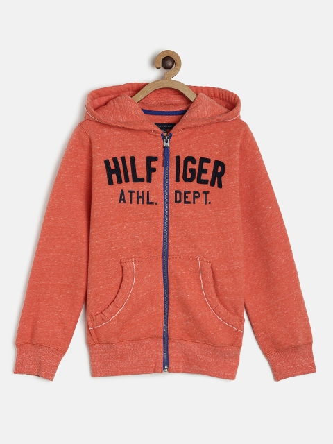 

Tommy Hilfiger Boys Orange Printed Hooded Sweatshirt