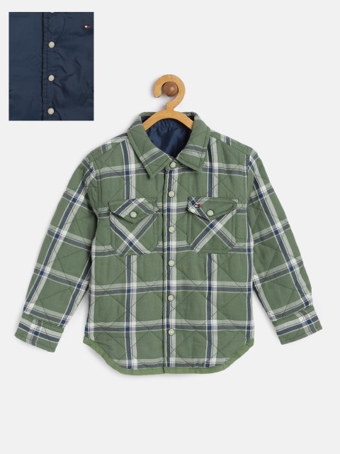 

Tommy Hilfiger Boys Green & Blue Regular Fit Reversible Casual Shirt