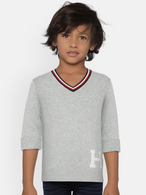

Tommy Hilfiger Boys Grey Solid Pullover Sweater
