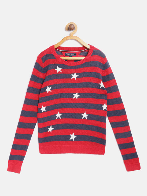 

Tommy Hilfiger Girls Red & Blue Striped Pullover Sweater