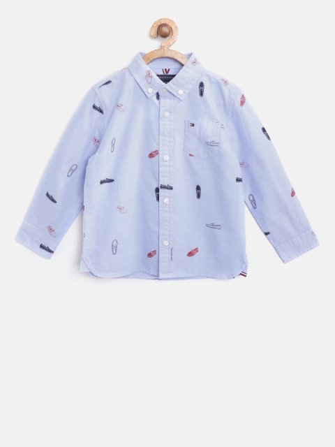 

Tommy Hilfiger Boys Blue Regular Fit Printed Casual Shirt