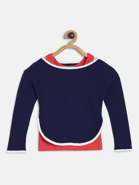 

Tommy Hilfiger Girls Navy Blue Solid Pure Cotton Top