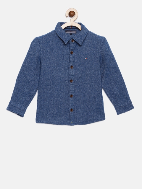 

Tommy Hilfiger Boys Blue Regular Fit Self Design Casual Shirt