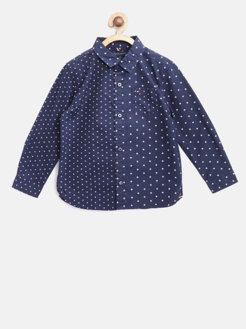 

Tommy Hilfiger Boys Navy Blue & White Regular Fit Printed Casual Shirt