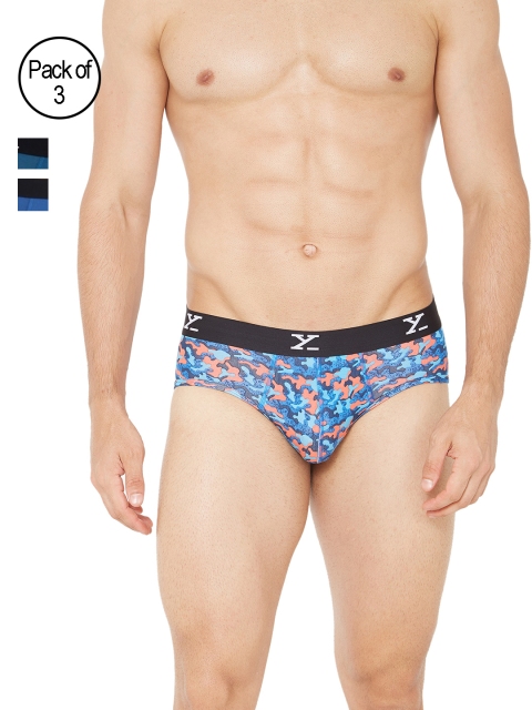 

XYXX Men IntelliSoft Antimicrobial Micro Modal Pack of 3 Shuffle Briefs XYBRF3PCKN273S, Blue