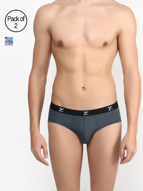 

XYXX Men IntelliSoft Antimicrobial Micro Modal Pack of 2 Dualist Briefs XYBRF2PCKN174S, Grey