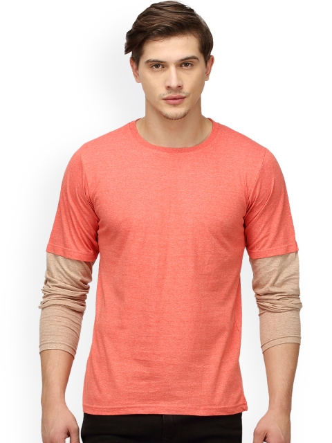 

Campus Sutra Men Orange Solid Round Neck T-shirt