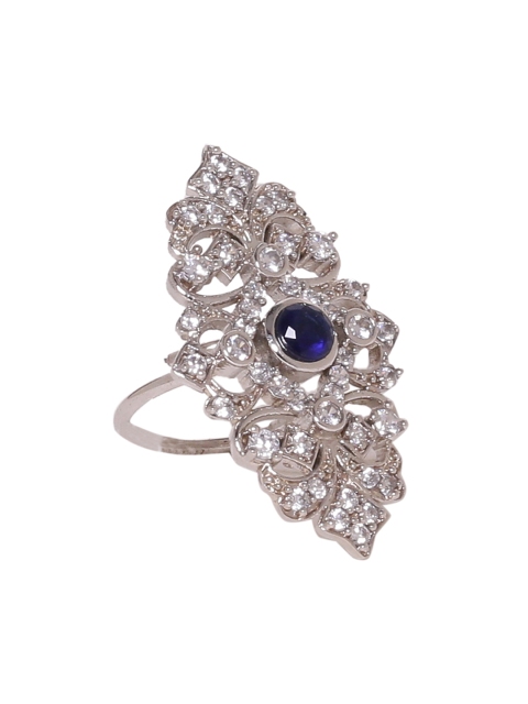 

Studio Voylla Women Silver-Plated Gemstone Studded Filigree Ring