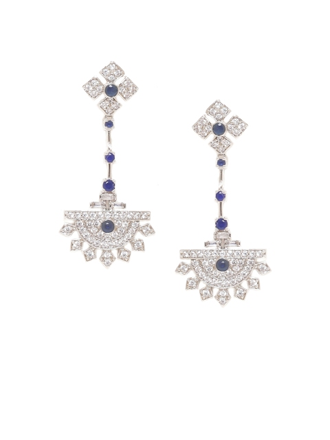 

Studio Voylla Silver-Plated & Blue Classic Drop Earrings