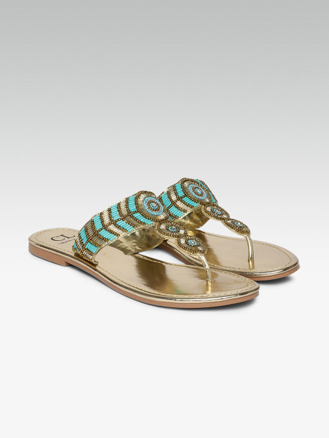 

Carlton London Women Gold-Toned Embellished Open Toe Flats