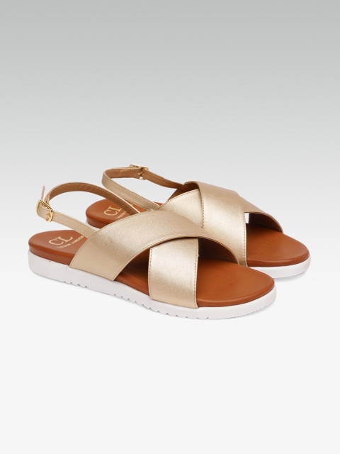 

Carlton London Women Gold-Toned Solid Open Toe Flats