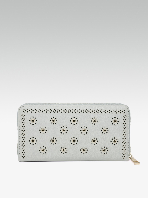 

DOROTHY PERKINS Women Grey Cut-Work Zip Around Wallet