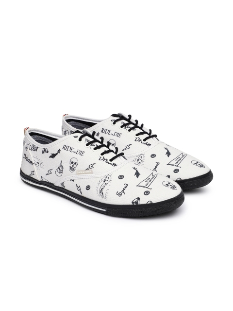 

Jack & Jones Men Off-White Printed Sneakers