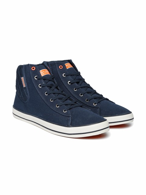 

Jack & Jones Men Navy Blue Solid Mid-Top Sneakers