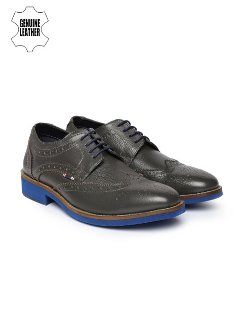 

Jack & Jones Men Grey Melange Genuine Leather Brogues