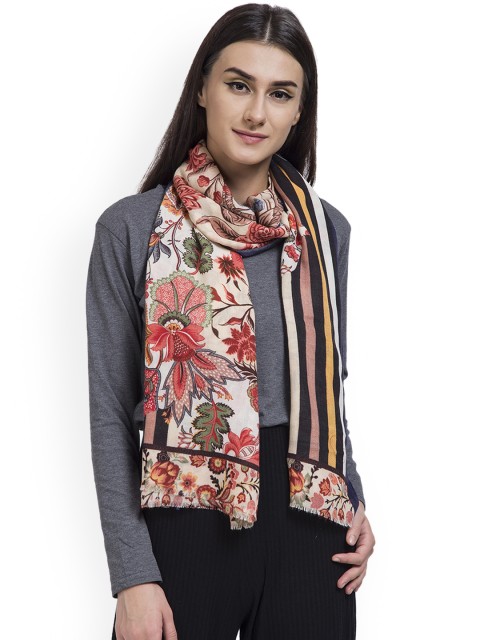 

SHINGORA Women Off-White & Pink Printed Stole