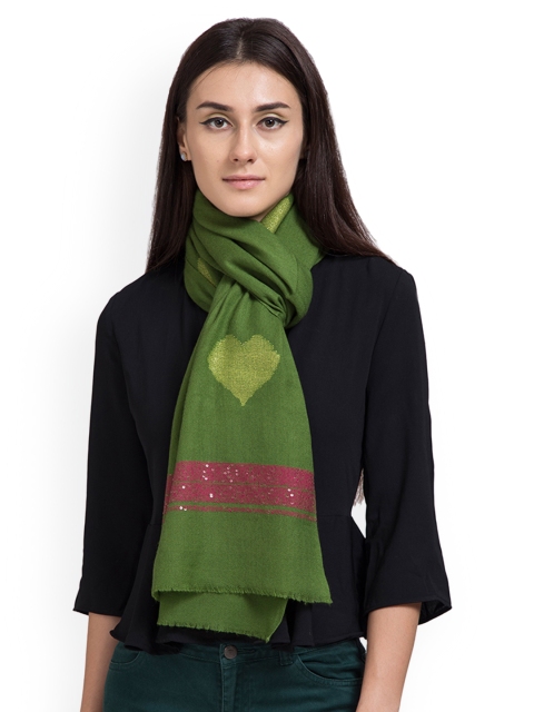 

SHINGORA Women Green Woven Design Stole