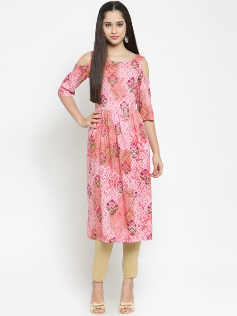 

Jompers Women Pink Printed A-Line Kurta