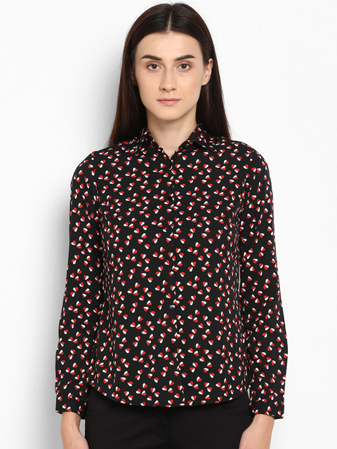 

Park Avenue Women Black & Red Regular Fit Printed Casual Shirt
