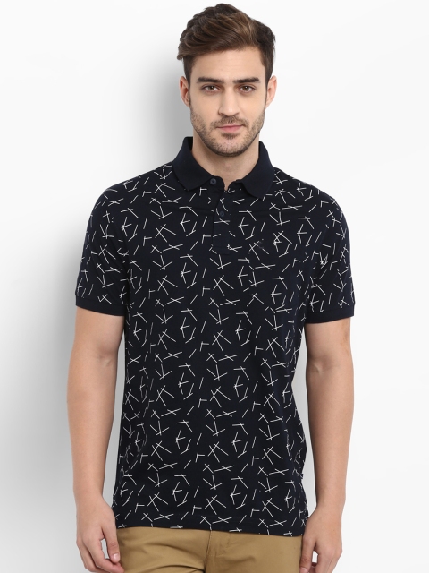 

Parx Men Navy Blue Printed Polo Collar T-shirt