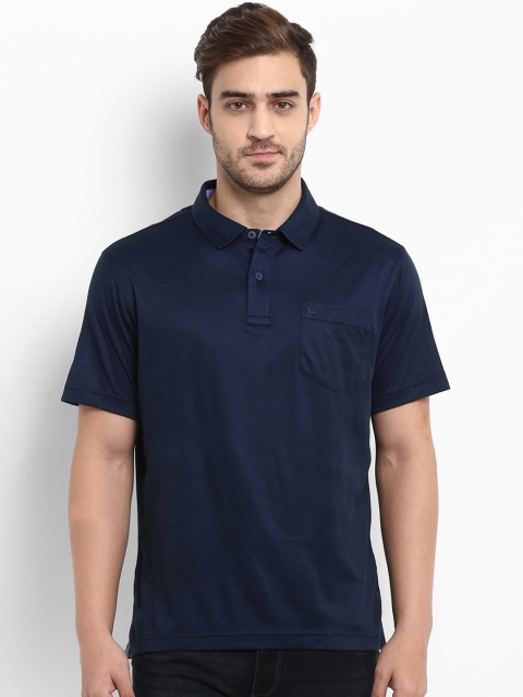 

Parx Men Navy Blue Solid Polo Collar T-shirt