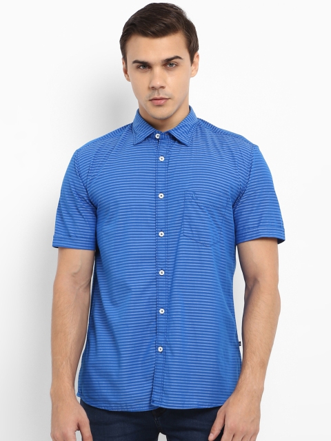 

Parx Men Blue Slim Fit Striped Casual Shirt