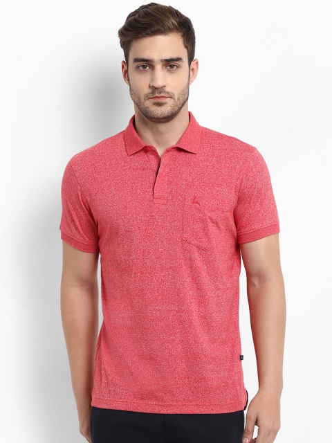 

Parx Men Red Self Design Polo Collar T-shirt