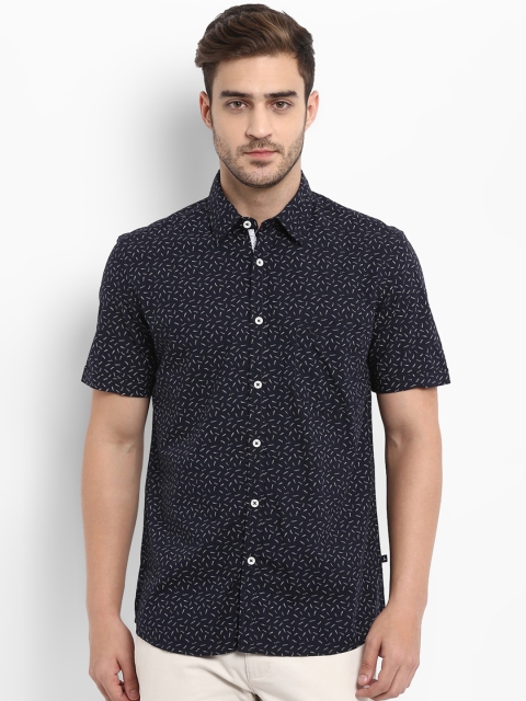 

Parx Men Navy Blue & Beige Slim Fit Printed Casual Shirt