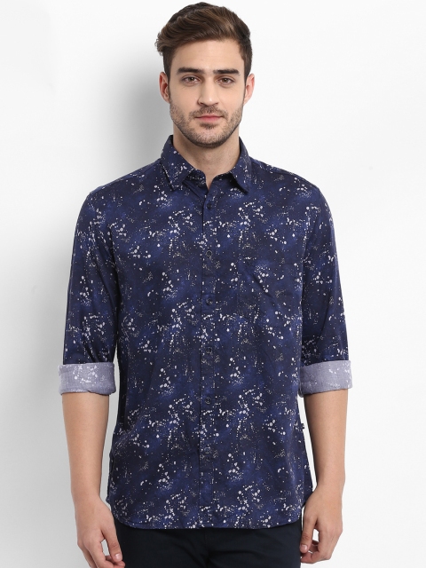 

Parx Men Navy Blue & White Slim Fit Printed Casual Shirt