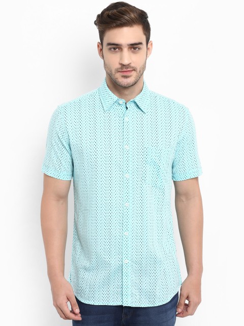 

Parx Men Sea Green & Black Slim Fit Printed Casual Shirt