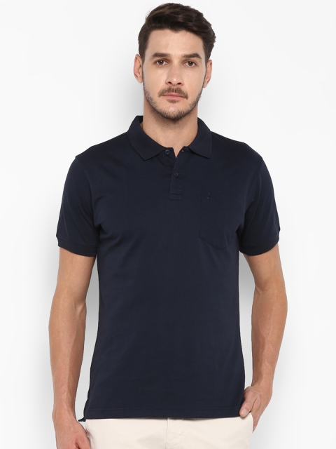 

Parx Men Navy Blue Solid Polo Collar T-shirt