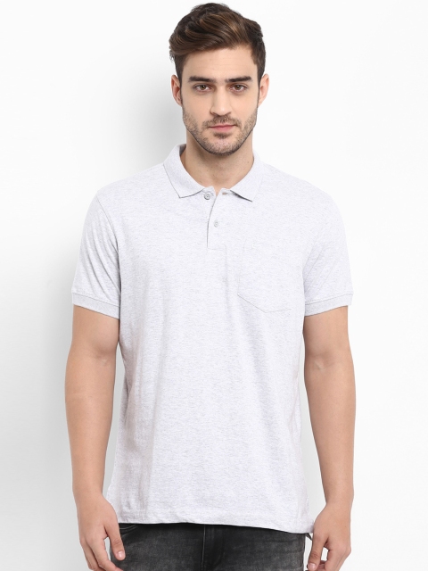 

Parx Men Grey Self Design Polo Collar T-shirt